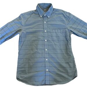 J Crew Mens Slim Fit Light Weight Shirt Blue Horizontal Stripe Cotton Medium